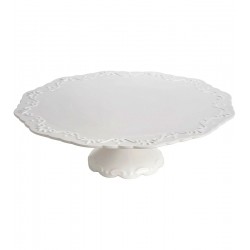 Prato 29cm Diâmetro Por 9cm Altura Para Bolo Porcelana Durable Porcelain Alto Relevo